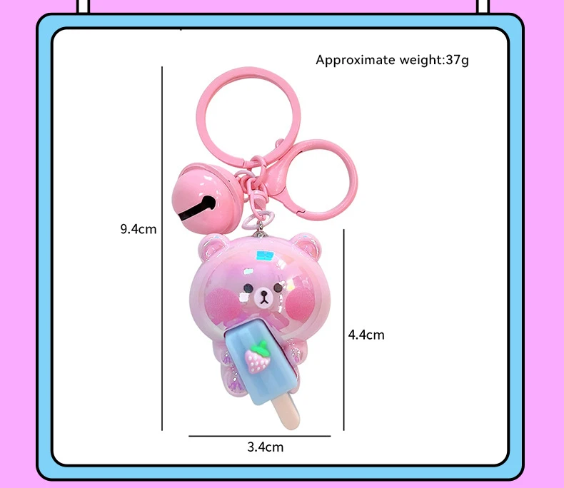 product wholesale uv electroplating cute cartoon bear doll 3d light keychain pvc interior car decoration and holiday promotional gifts771-60