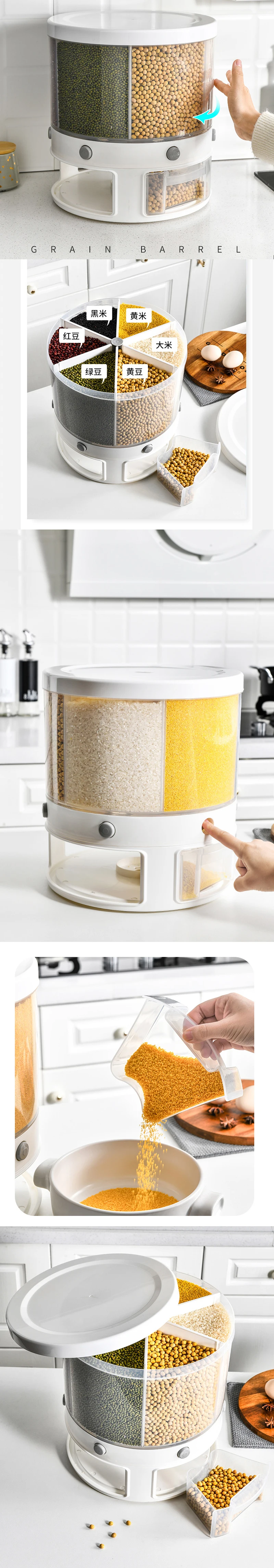 ROBOT-GXG Moisture-Proof Rice Storage Container Plastic Kitchen Rice Box  Sealed Cereal Grain Organizer 