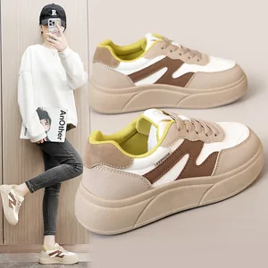 XQW20 Height Increasing Thick Sole Breathable Splicing Casual Board Shoes Trendy Korean Version Sports Shoes