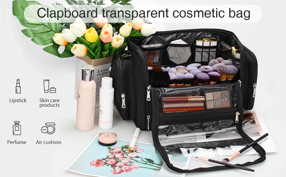 Relavel Extra Large Makeup Organizer Storage Box Clear Makeup Brush