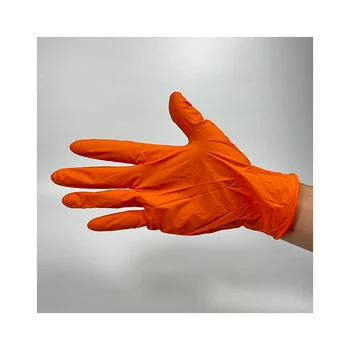 Hot Sale High Quality Powder Free Nitrile Gloves Orange color Finger Textured Factory Directly Supplier