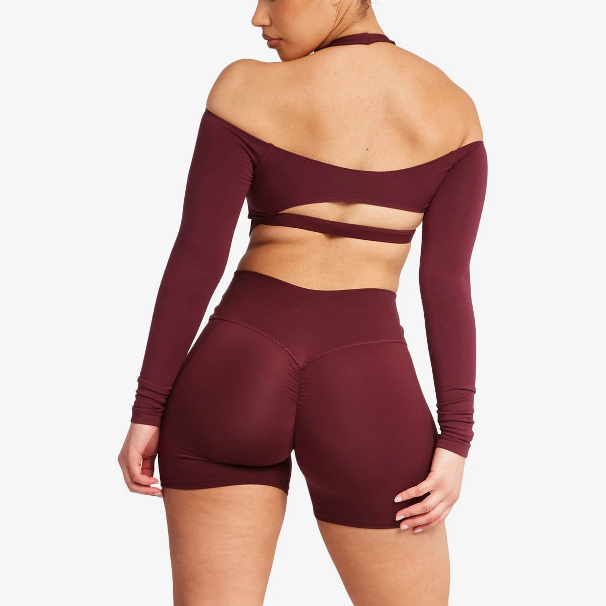 Customize Oem Logo Two Piece Gym Fitness Yoga Set Tops for Women Long Sleeve Halter Neck Yoga Wear Fitness
