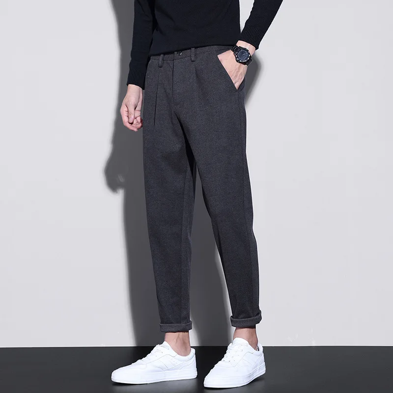 Wholesale Men Casual Office Zip Up Button Ankle Length Pants Slim Men Pants  Cargo Loose British Style Business Woollen Pants From m.alibaba.com