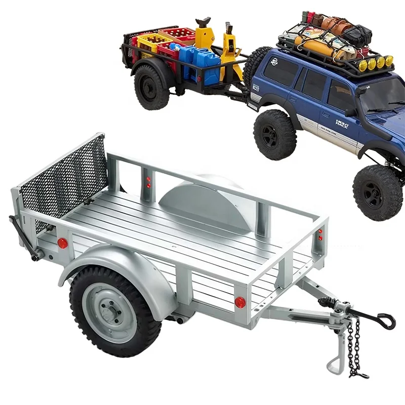 FCX18 Land Cruiser 80 Utility Trailer B Silver for RC Cars