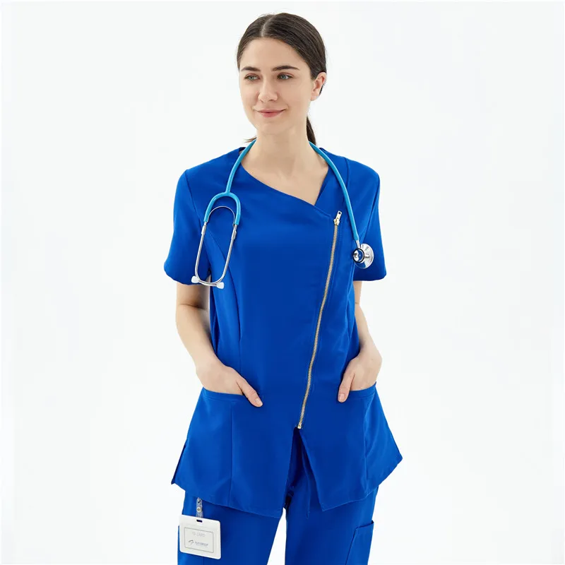 Uniformes médicos de LICRA reutilizables, a la moda, para
