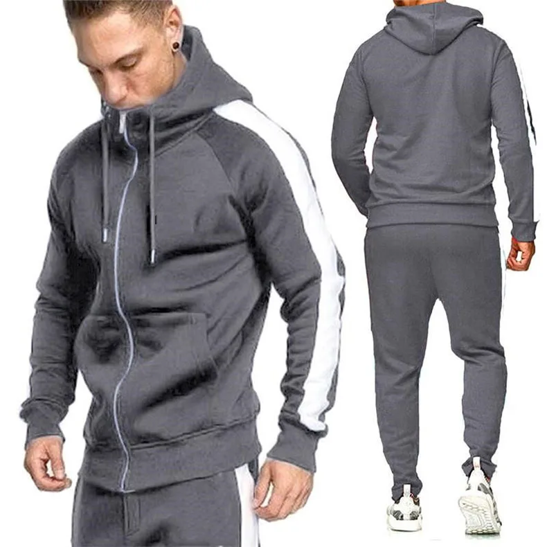 High quality jogging sportswear zip up sweatsuit custom logo printing plain men tracksuit