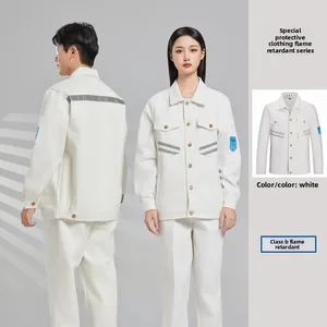 Unisex Work Overalls Fire Resistant FR Welding Shirt Lightweight Cotton Safety Workwear UV Printed Seamless Fusing Needle