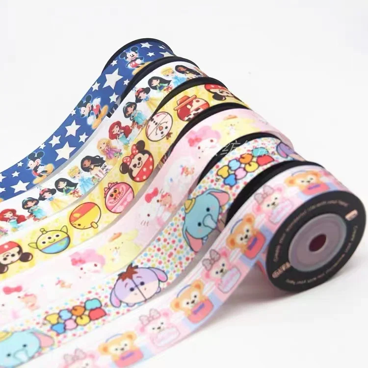 Оптовая продажа 1 дюймовая корсажная лента с принтом разные цвета 100% полиэстерные Мультяшные ленты