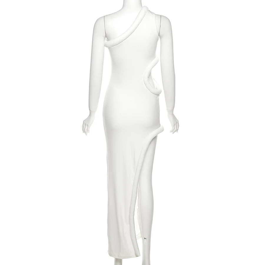 Kliou K23d31024 Solid Maxi Dresses Ladies Slim Hollow Out Dress ...