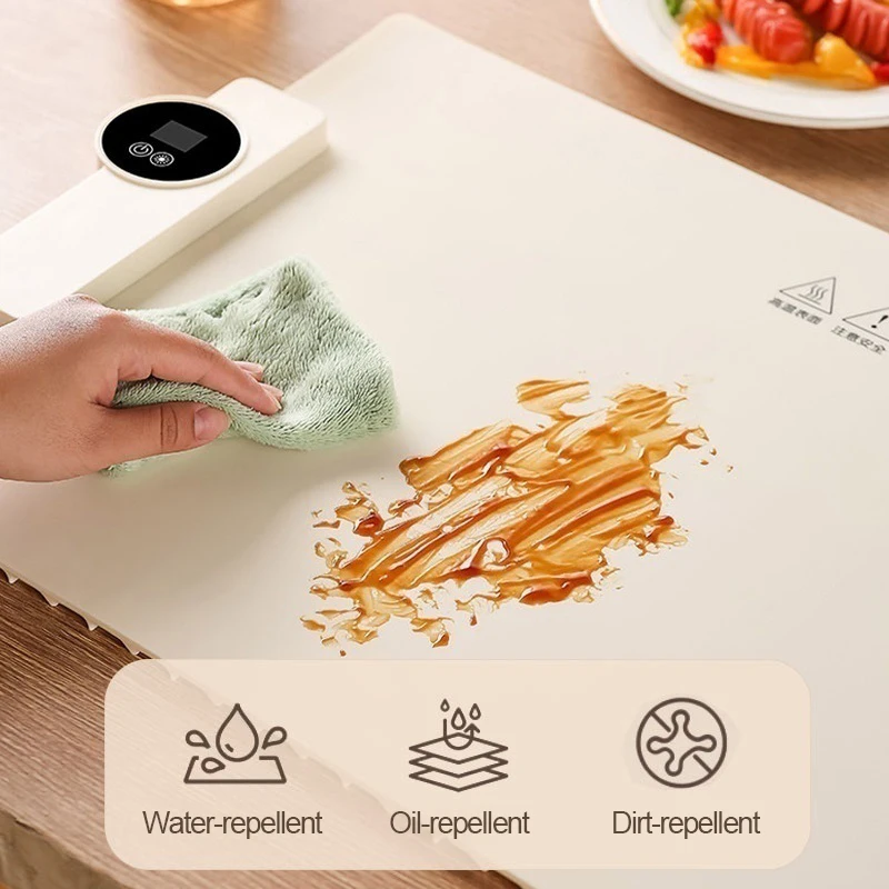 Small Portable Touch Control Timer Rollable Silicone Fast Heating Electric Food Warming Mat Hot Plate for Kitchen With Display