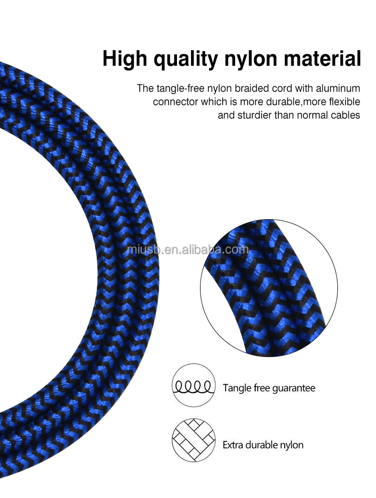 Free Shipping Fast Charging 10FT Nylon Braided Micro USB Data Cable Type C Charging Cable For Iphone - ANKUX.COM