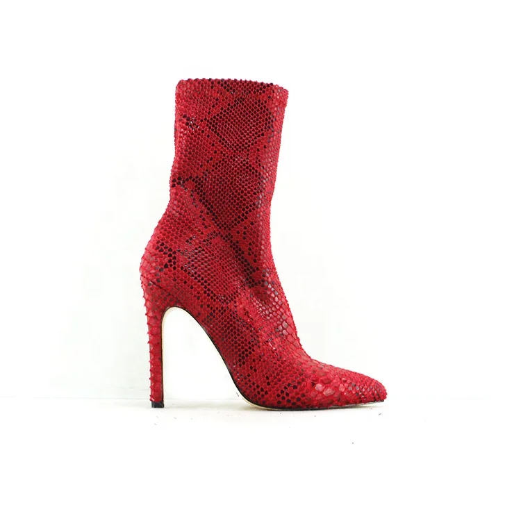 red snake ankle boots