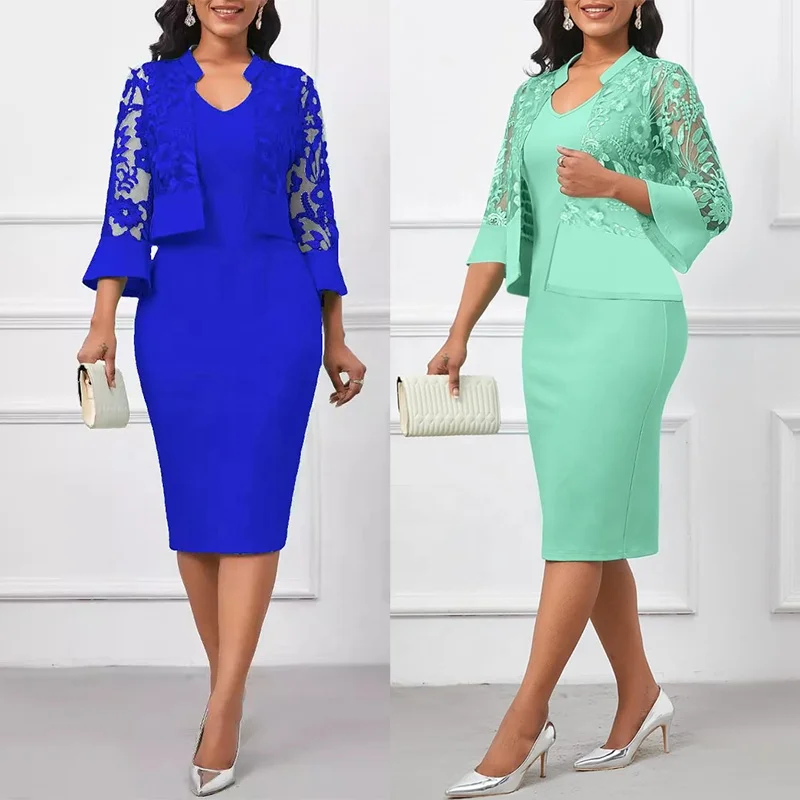 Plus Size Mother of the Bride Dresses Church Suits Groom Attire Lace Jacket  Formal Piece Outfits Wedding Guest Dress