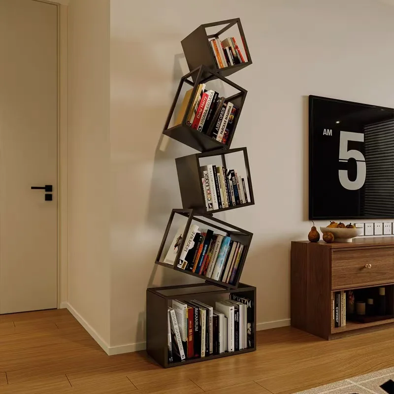 Nordic Creative Multi-Layer Bookshelf Metal Display Rack for Home Furniture for Living Room and Bedroom Apartment Use