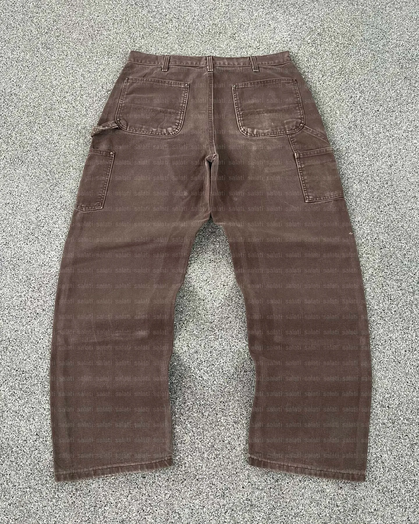 Salati Custom Streetwear Duck Canvas Cotton Vintage Double Knee Wide Leg Workwear Carpenter Cargo Trousers Work Pants for Men gallery 3