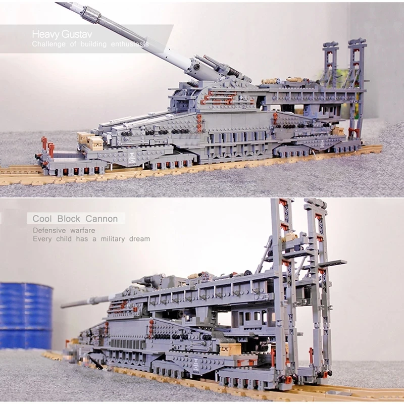 Military MOC 853pcs Schwerer Gustav Model Heavy Gustav Cannon Gun Weapon  Building Blocks DIY With Tank Bricks Toys For Kids Boys - AliExpress