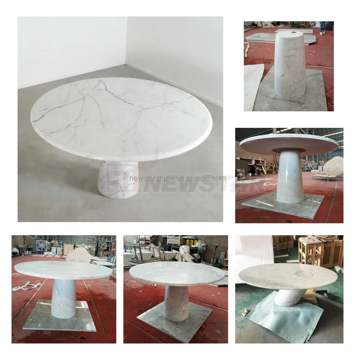 Natural Stone White Marble Dining Table - 8 Seater