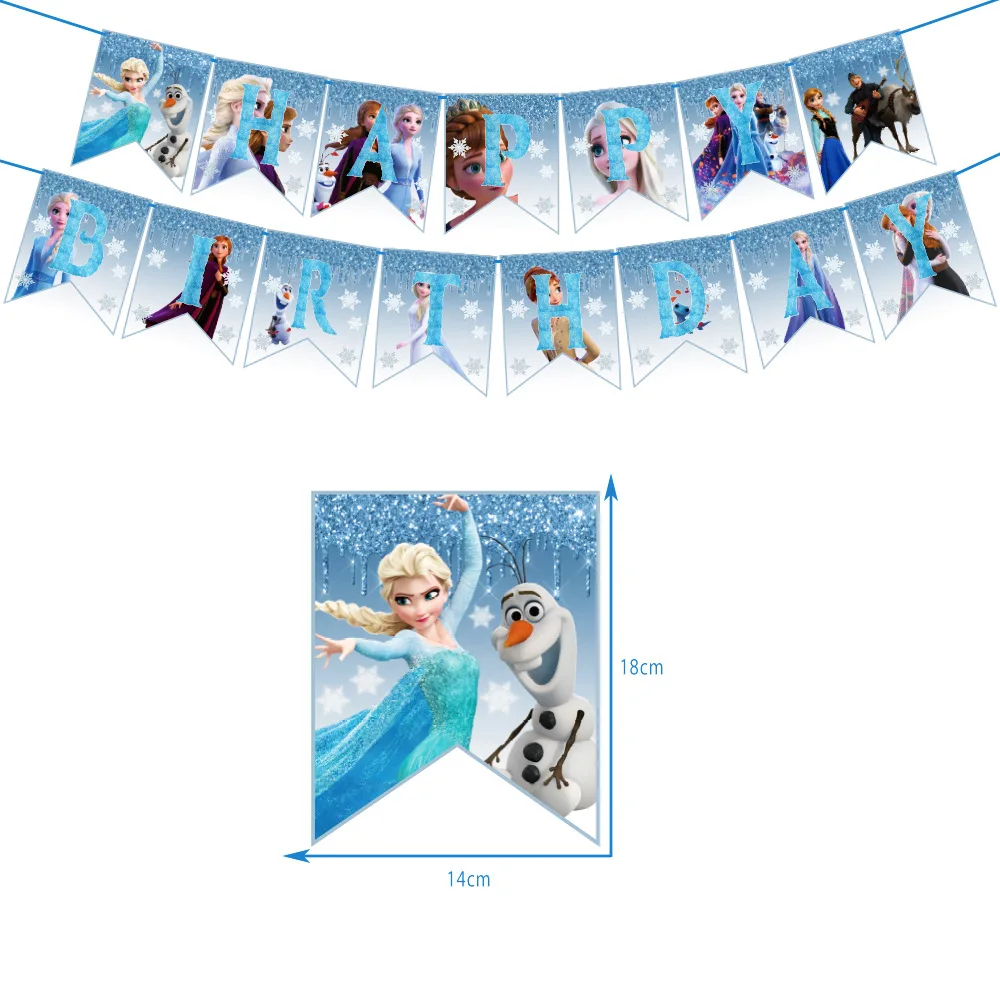 Set Decorazioni Festa Frozen Per Ragazze: Striscione Compleanno, Palloncini Fiocco Di Neve E Laminati, Corona Elsa, Bacchetta, Topper E Coriandoli