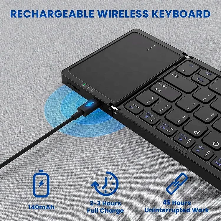 Rechargeable Battery Touchpad IOS Android Windows Mac OS Mini Portable Wireless Foldable Keyboard for Phone PC