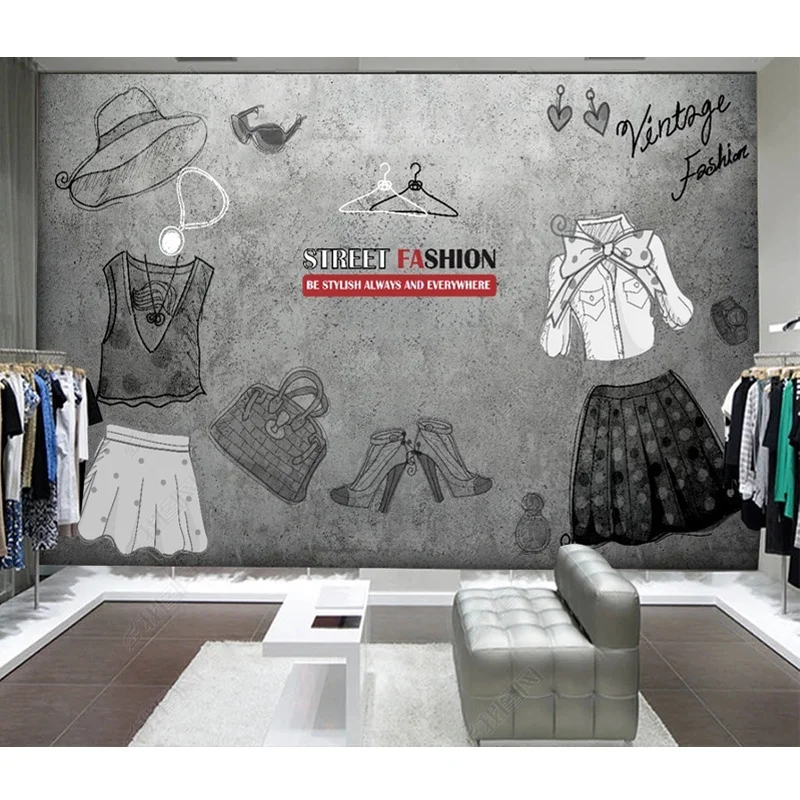 Customized Beautiful Women's Clothing Store Background Decoration Wallpaper  Mural