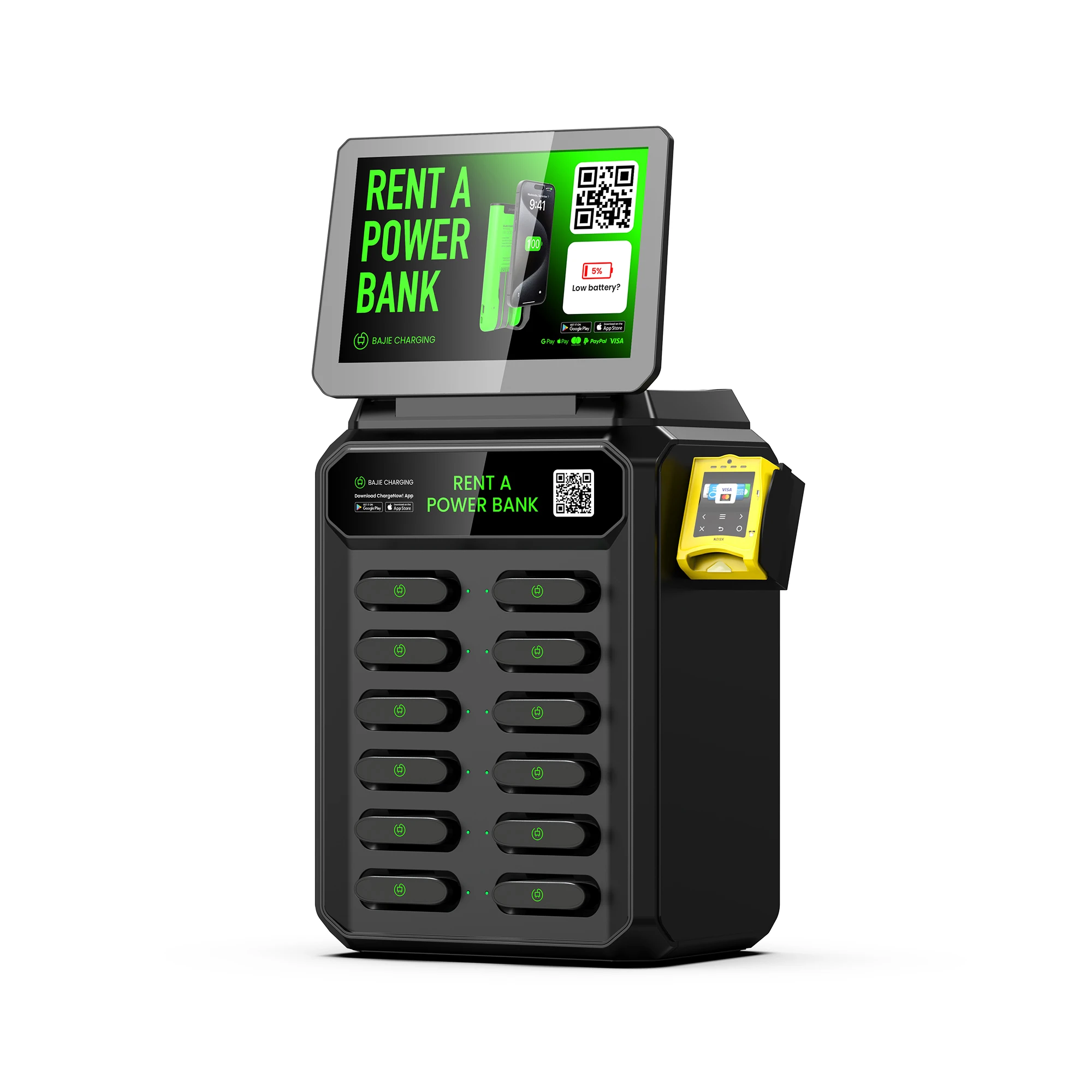 POS Terminal Card Reader Power Bank Rental Charging Station for Cafe or Restaurant