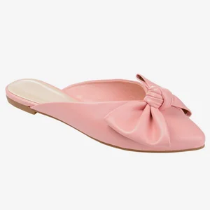 High Quality New Product Accept Customized logo Leather Sandals Pink Bow Mules Women Shoes