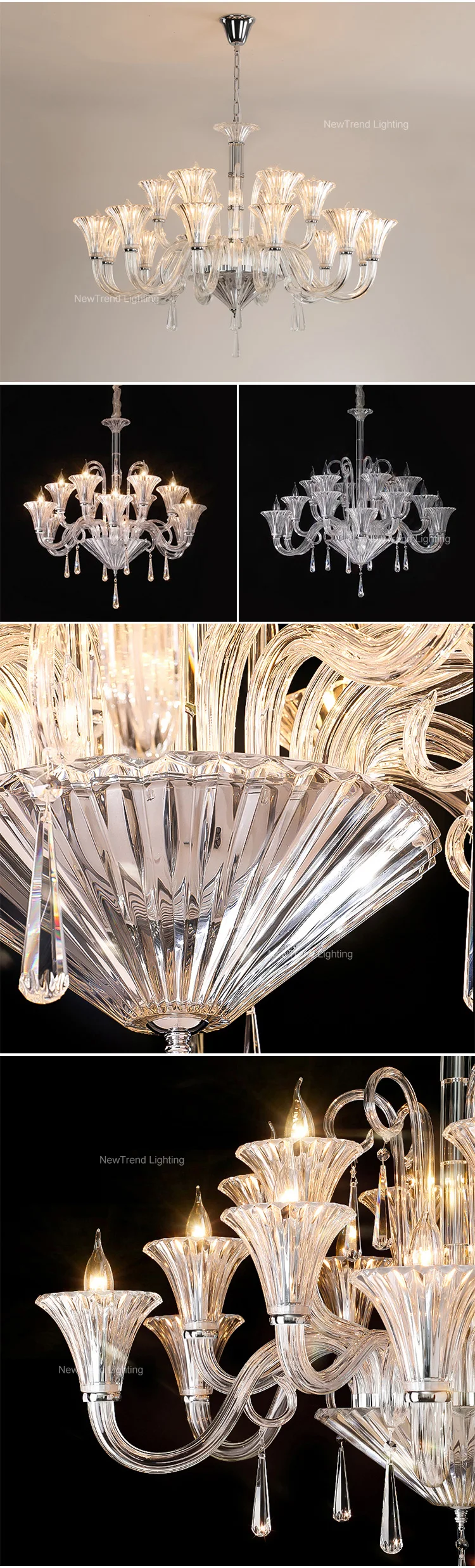 cpl 462 wholesale luxury french murano glass chandelier  large wedding venue  banquet hall lighting-2