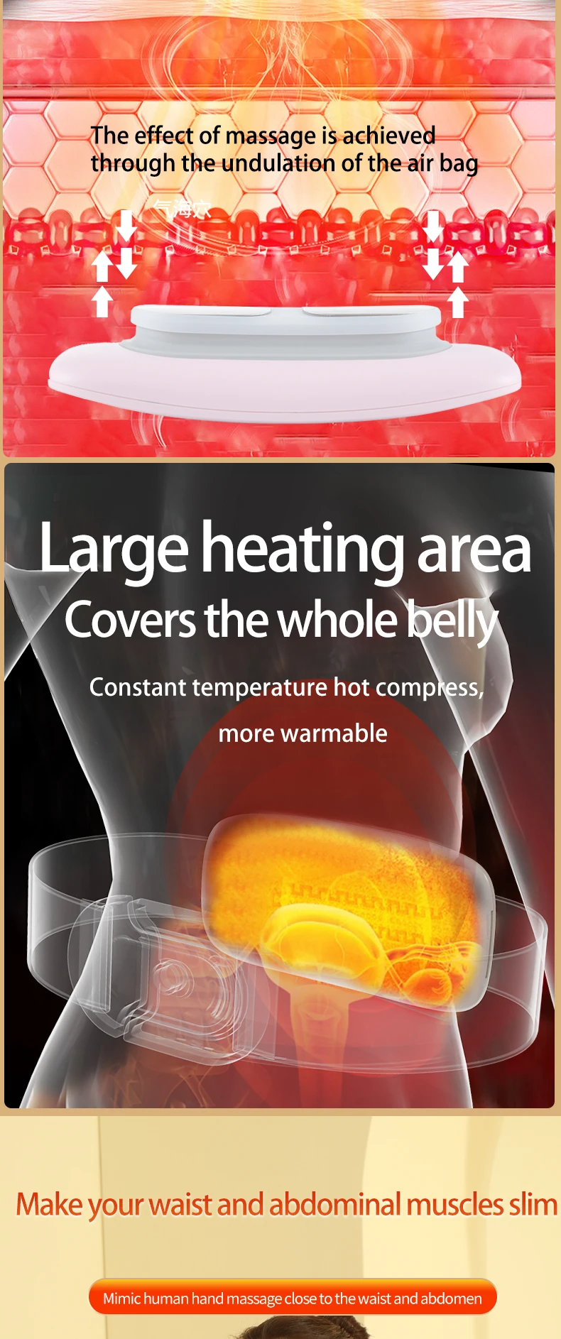 3d Heat Belly Wrap Pulse Abdominal Waist Body with Vibration Massage Shaping Slimming Slim Belt Nursing Massager Machine