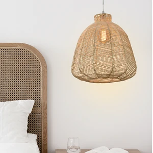 Wholesale Indoor Decorative Modern E27 Wooden Rattan Pendant Light