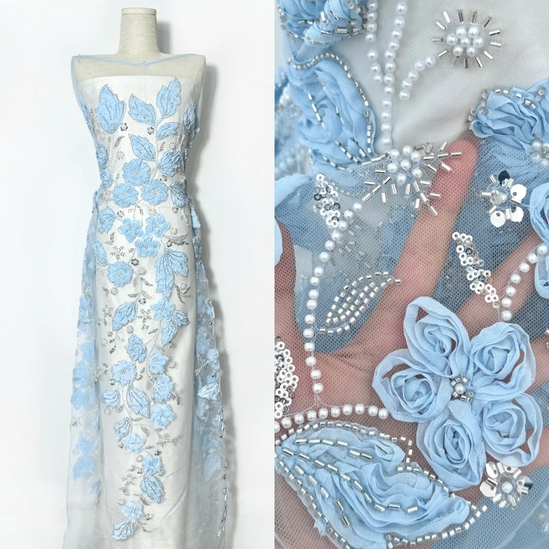 New Luxury 3d Flowers Beaded Lace Fabric Wedding Bridal Dress Heavy Handmade Lace Fabric African Beaded Lace Fabric New Luxury 3d Flowers Beaded Lace Fabric Wedding Bridal Dress Heavy Handmade Lace Fabric African Beaded Lace Fabric