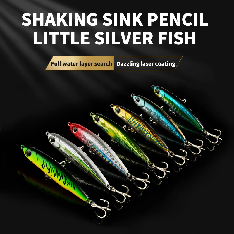 Set 7 Pencil Sinking Lure Per Pesca In Acqua Salata – Bass Trolling, Affondanti, Forma Pesce