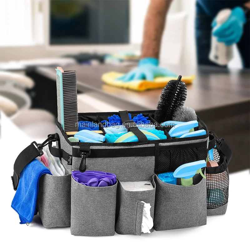 Tote Cleaning Caddy with Dividers for Cleaning Supplies, Cleaning Bag  Organizer