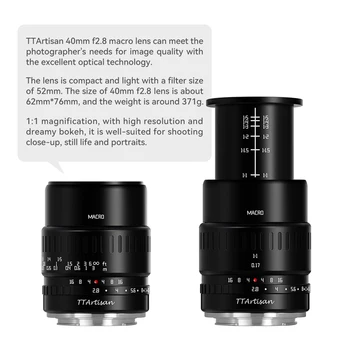 TTArtisan 40mm F2.8 APS-C Macro Lens 1:1 Magnification Manual Focus Camera Lens for Fuji Fujifilm X Mount Camera XT10 XT20 XT3 detail image