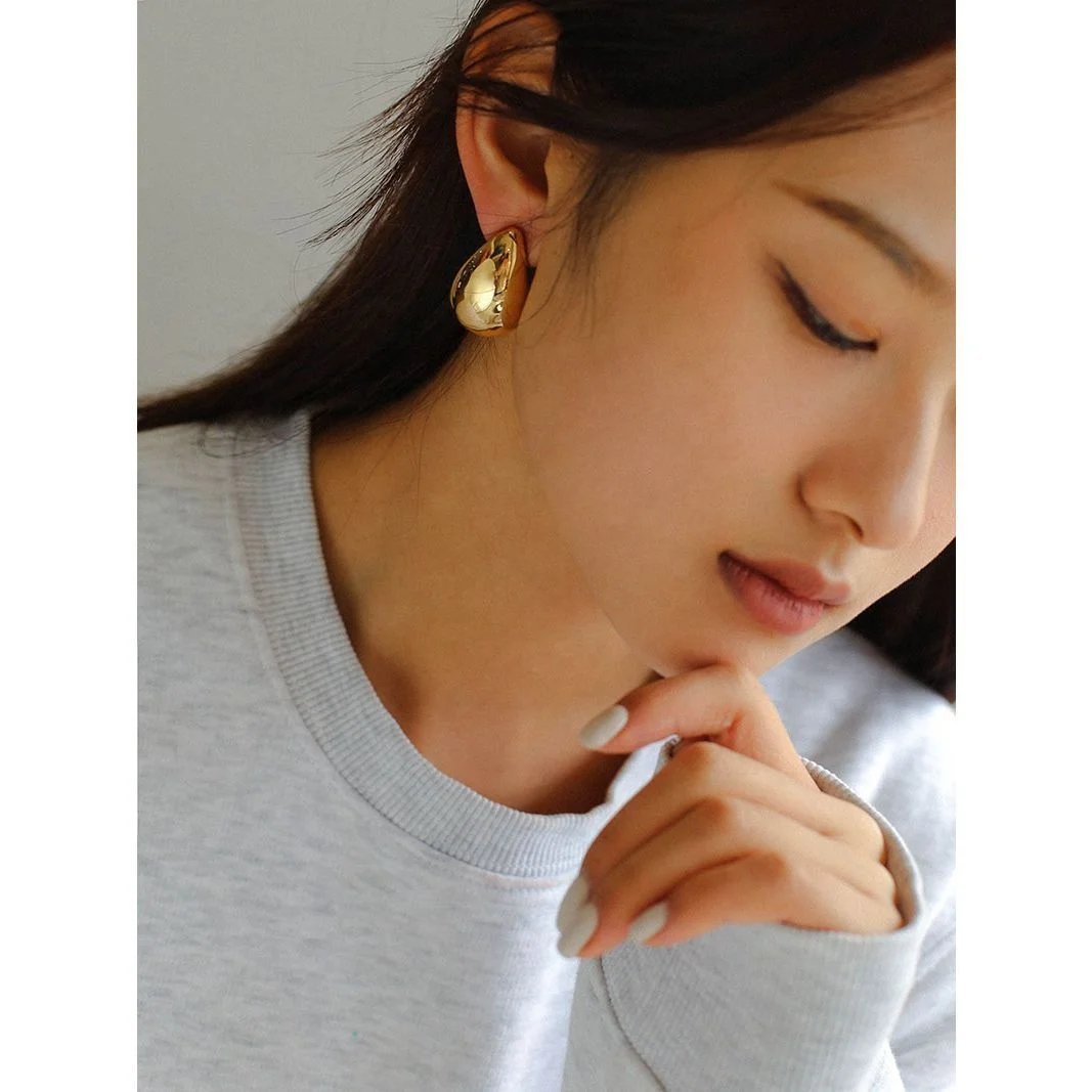 Liliflor Latest 18k Gold Plated Brass Jewelry Glossy Hollow Raindrop