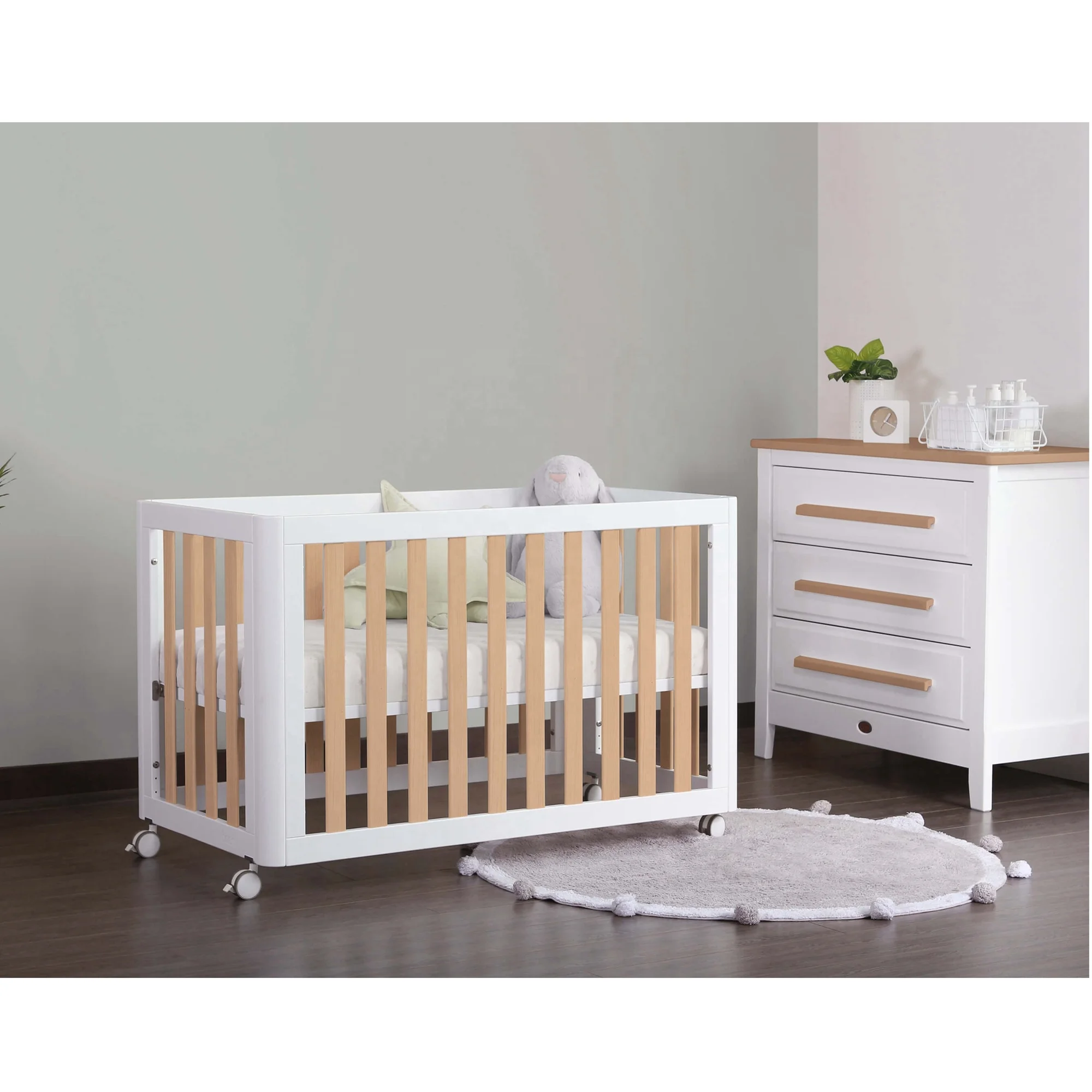 22NVCB048 High Quality 4 In Convertible Crib New Born Baby Sleeping Bed Lit Bebe Wooden Babies Multifunction Crib Bed