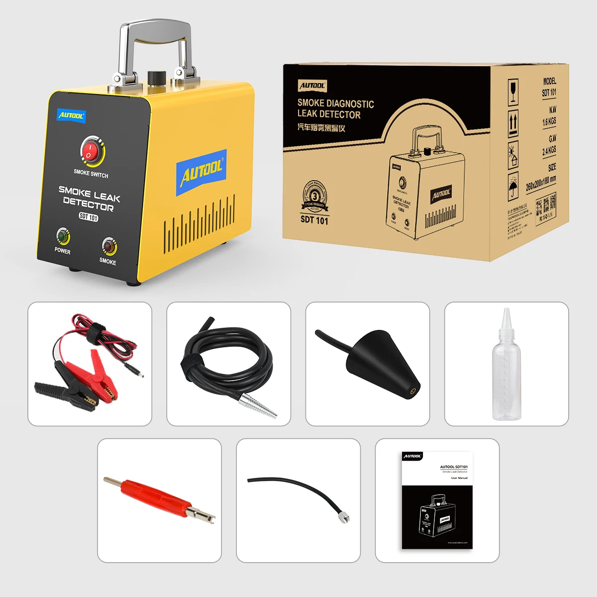 Factory OEM NEWEST 2023 AUTOOL SDT101 Dc 12V Portable Evap Smoke Machine Car Leak Detector Tester Automotive Smoke Leakage Test
