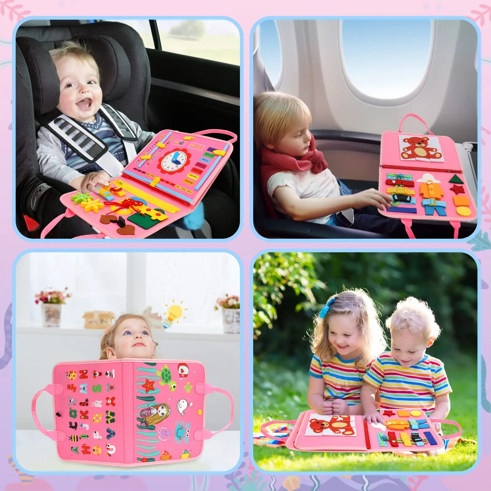Customization 8 in 1 Toddler Busy Board Years Old Kid Montessori Toys Busy Bag Book for 1 Year Old Baby Sensory Board Learning
