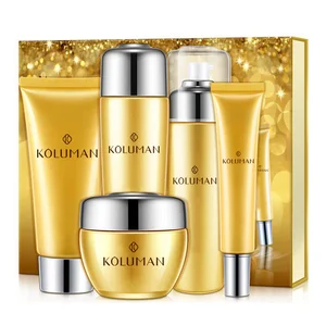 5 1 Home Use 24K Collagen Cream Whitening Beauty Cleanser Anti-Aging Water Serum Set Niacinamide Ingredients for Face Whitening