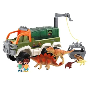 ITTL Plastic ABS Slide Truck Music and Light Function Kid Toy Truck with Dinosaur