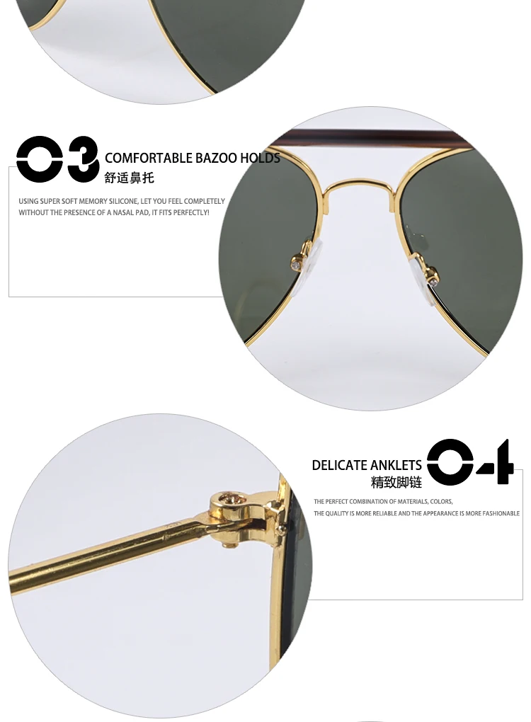 Double Bridge Luxury Fashion Sunglasses Aviation Men Pilot Sun Glasses ...