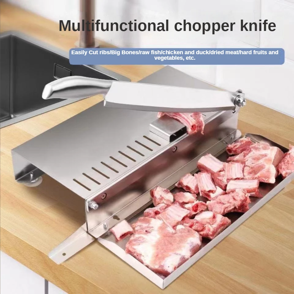Commercial Stainless Steel Manual Slicer Household Bone Cutting Knife for Ribs Manually Chopping Knife Set