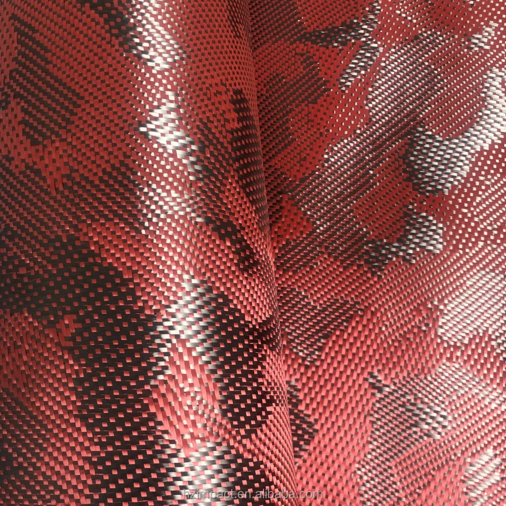 240gsm Carbon Fiber Hybrid Braided Fabric Red Carbon for Kevlar and Aramid Hybrid Cloth