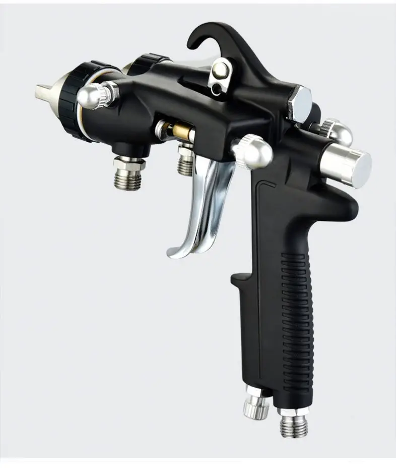 TEBAK Pressure Feed Double Head Spray Gun  Nano Corrosion Resistant for Water-based Paint/Glue (Dual Channel)