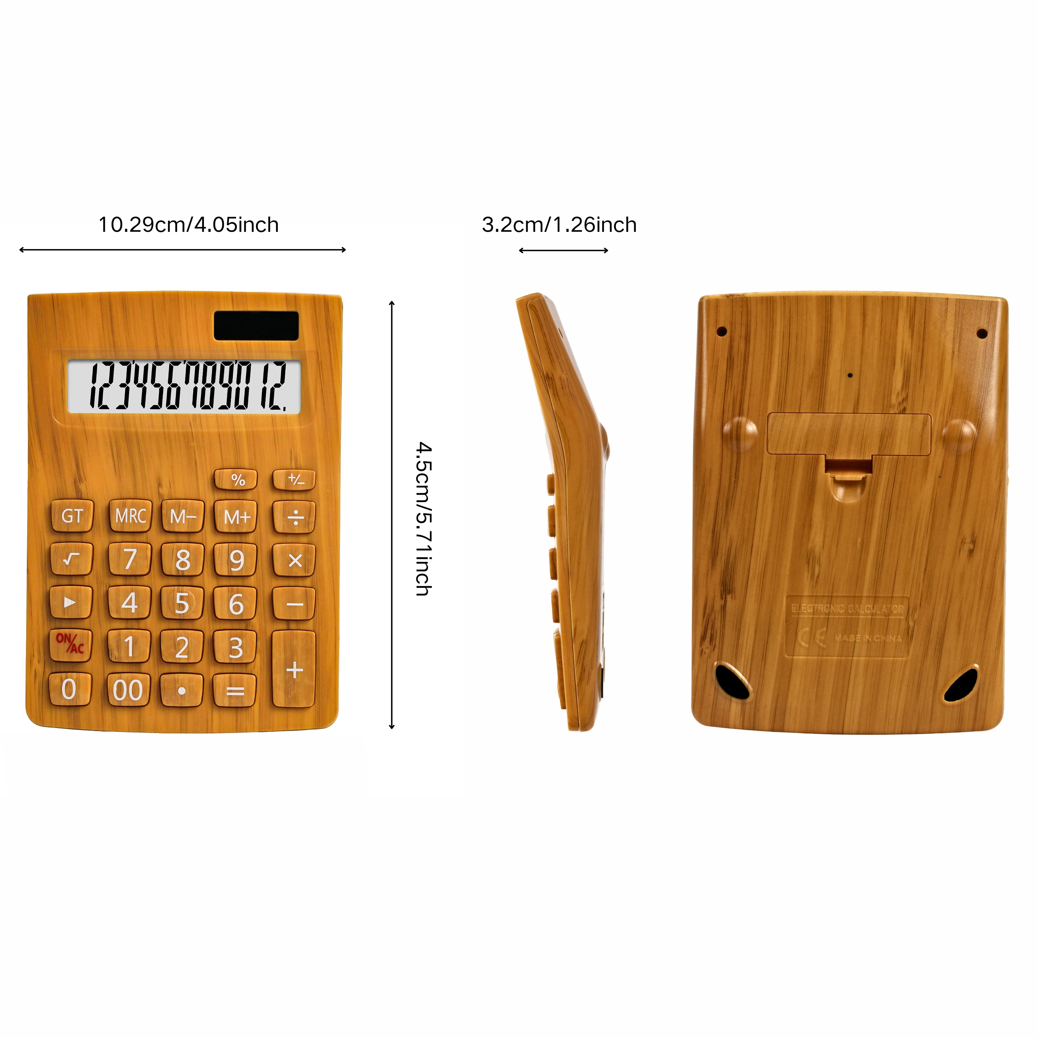 Novelty desktop promotional business gift 12 digits bamboo calculator with solar panel for office student