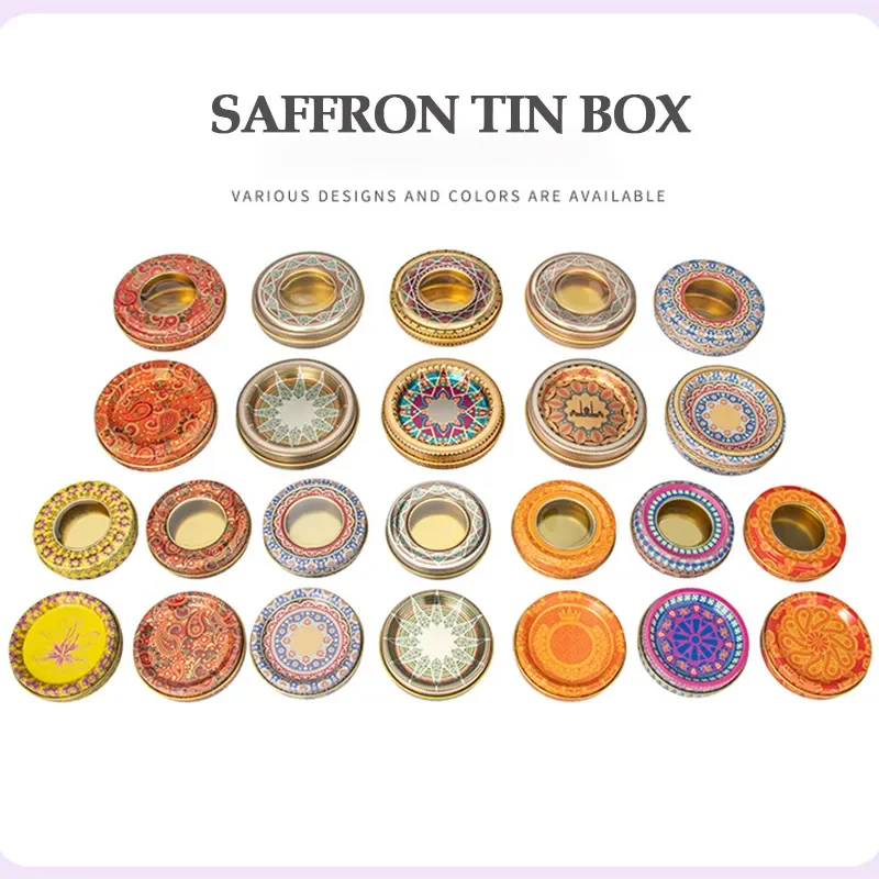 1g 5g 10g Empty Custom Printed Food Grade Saffron Tins Box Empty Small