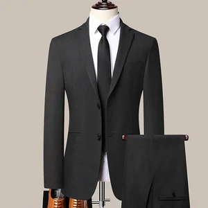 Men's Premium Two-Piece Checkered Suit Breathable Exquisite Business Formal for Wedding or Groom Homme De Luxe Style