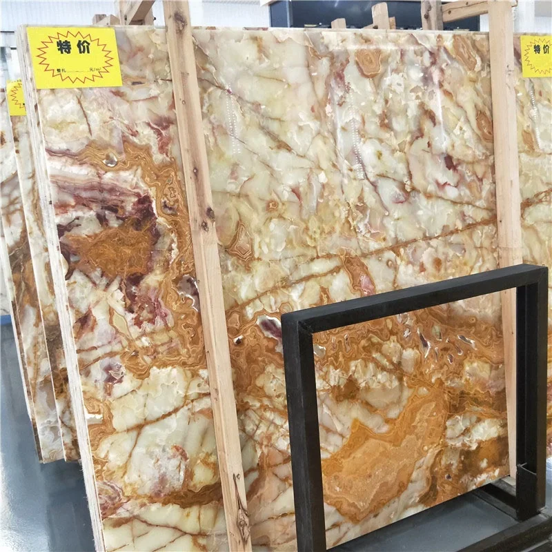 China Phoenix jade onyx slab transparent yellow gold onyx stone slab translucent onxy marble