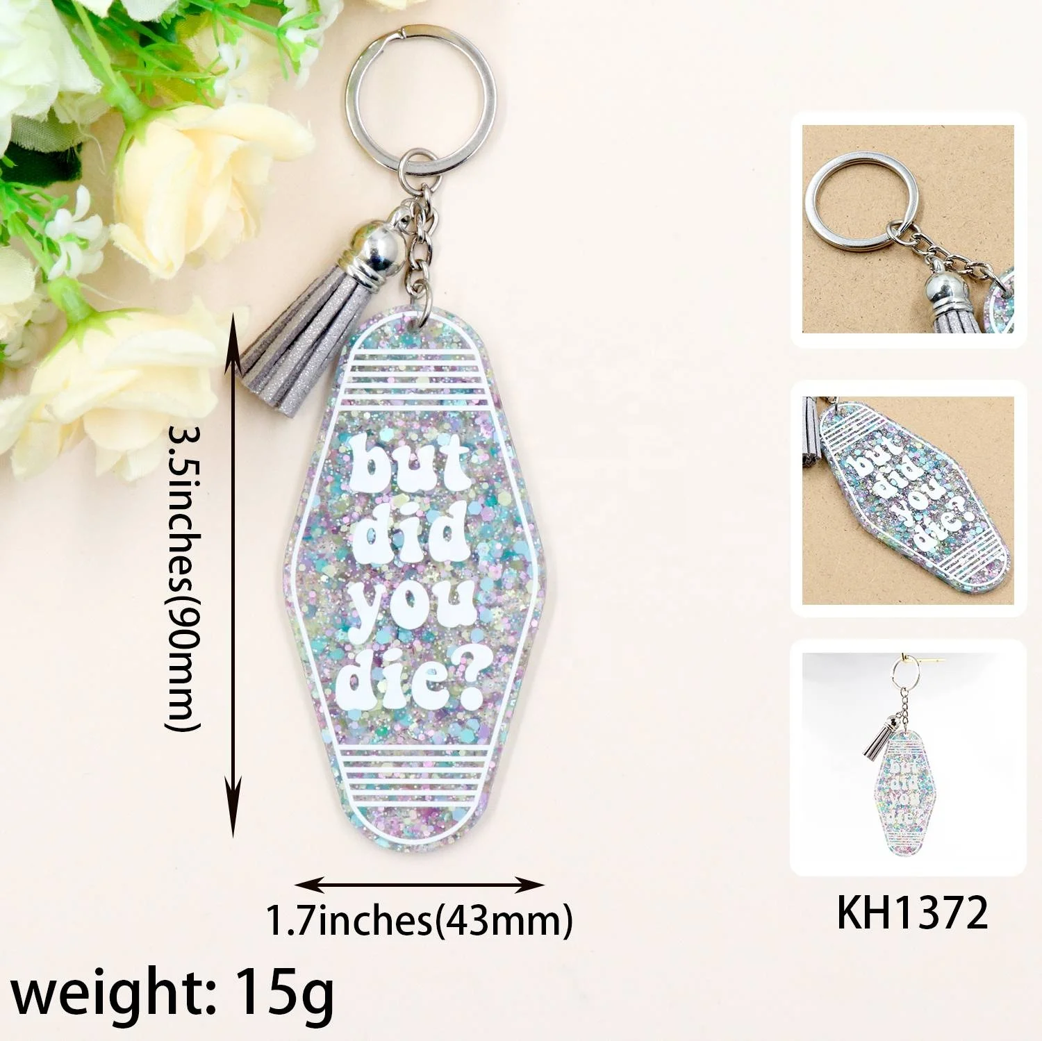 HYLKH1372 Retro Hotel Keyring Fun but Did You Die Motel Keychains Stainless Steel with UV Printing Gifts for Drivers factory