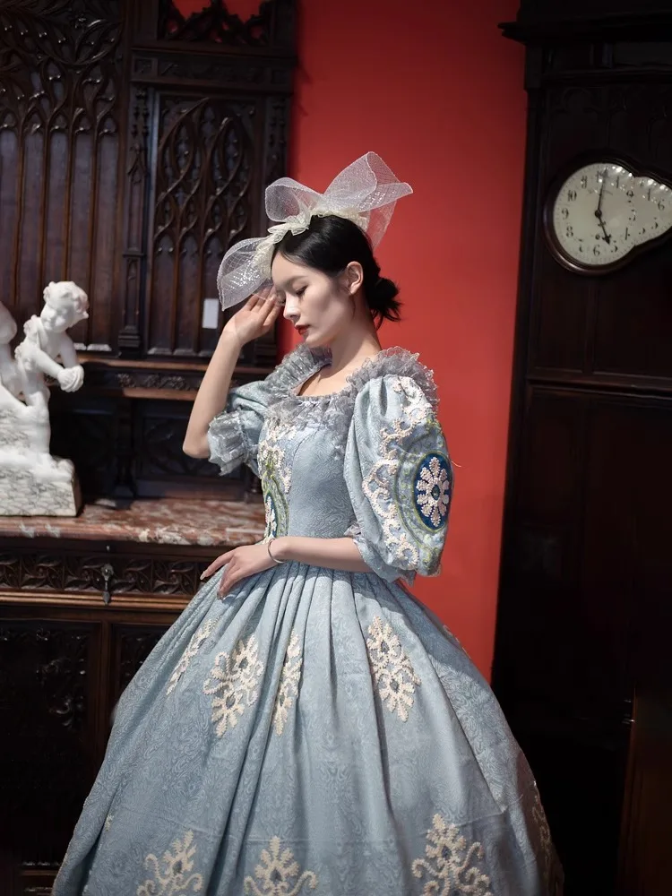 QQWZ896 Ecoparty Gothic Vintage Women's Dress Renaissance Blue Costume for  Victorian Wedding Parties Formal Theater Reenactment