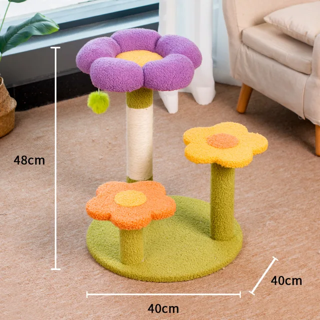 Floral Cat Tree Kitty Scratcher Playground Perch Entertainment Cat Climbing Tree